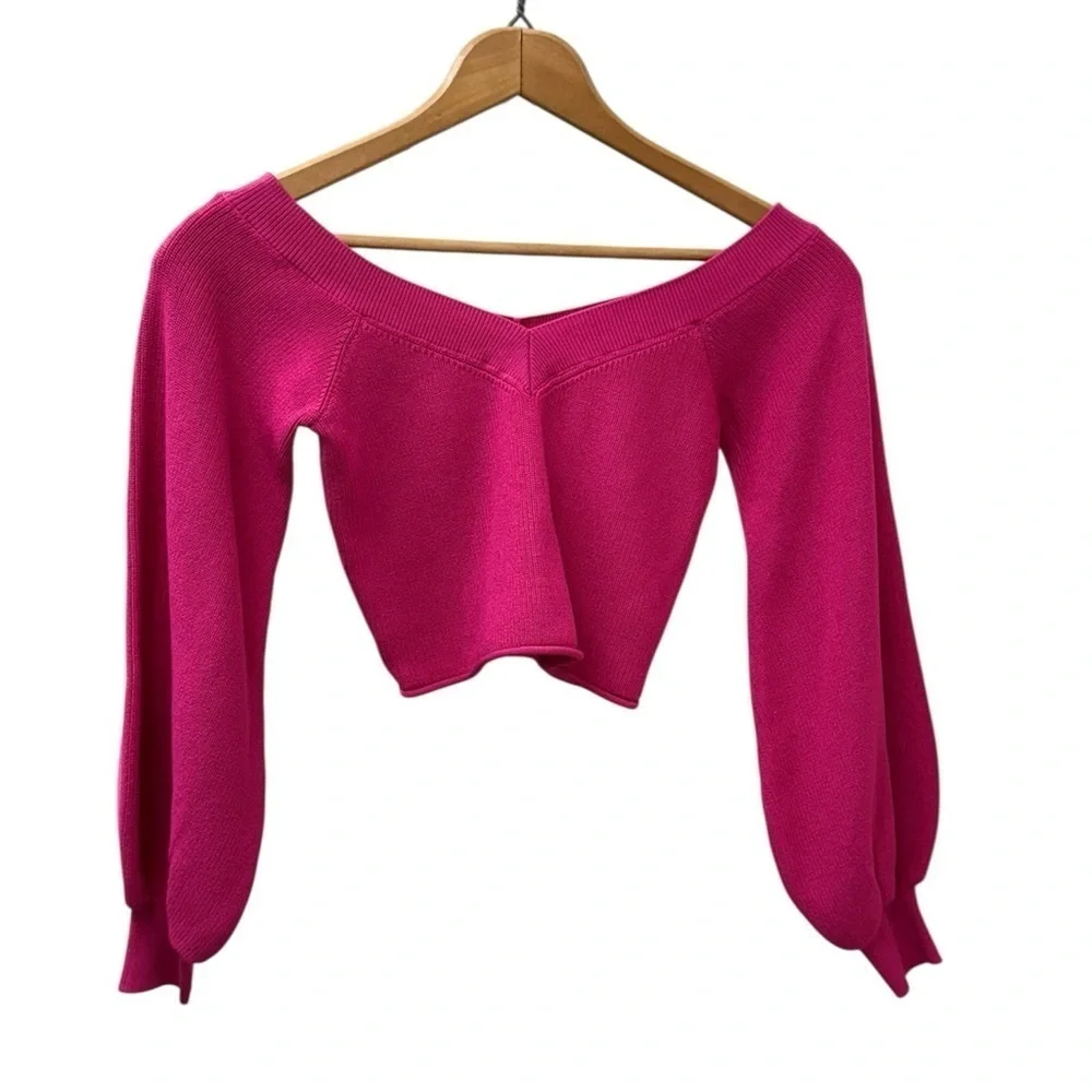 ZARA | Balloon Sleeve Crop Sweater